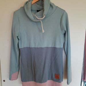 color block cowl neck sweatshirt